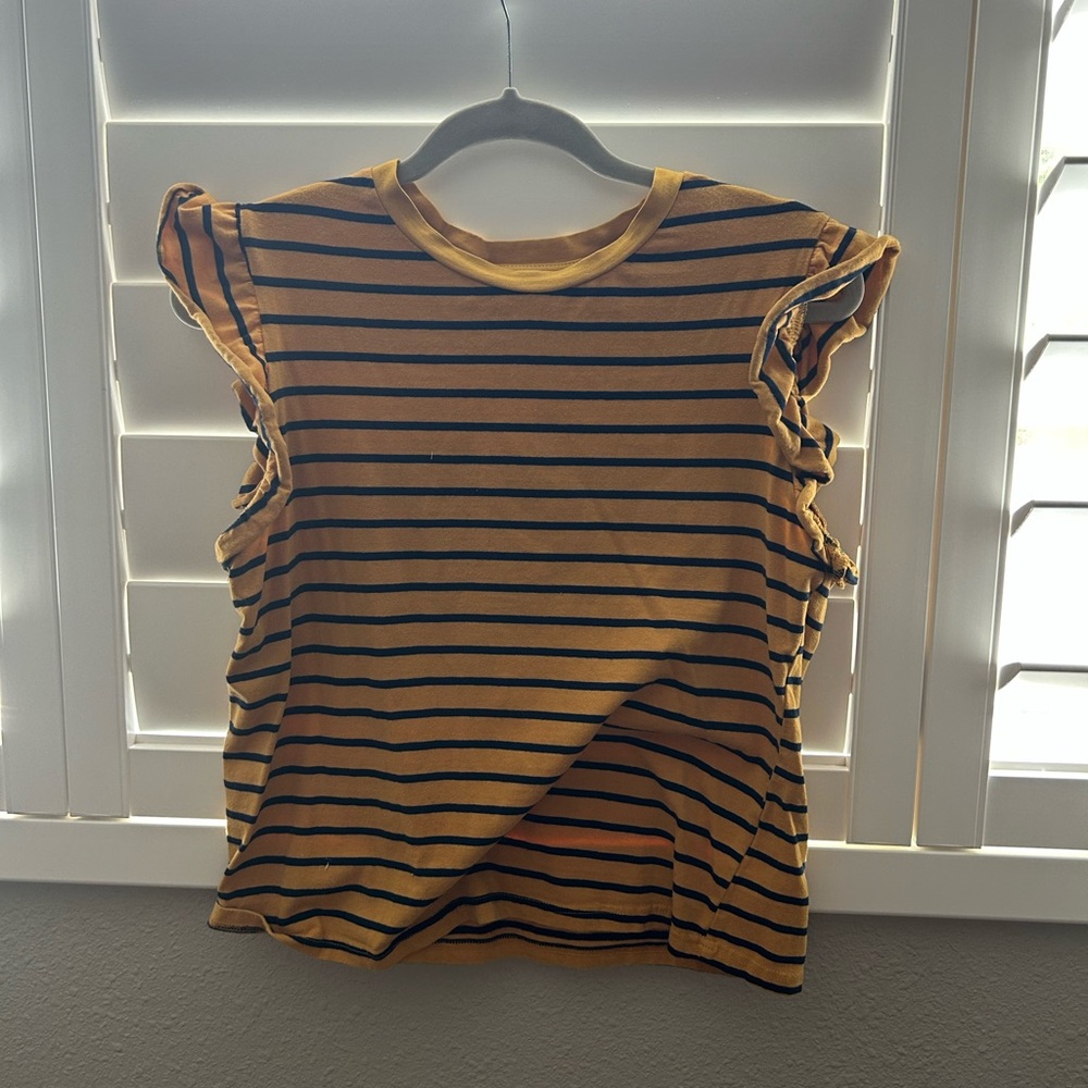 SHEIN Mustard and Navy Striped Top